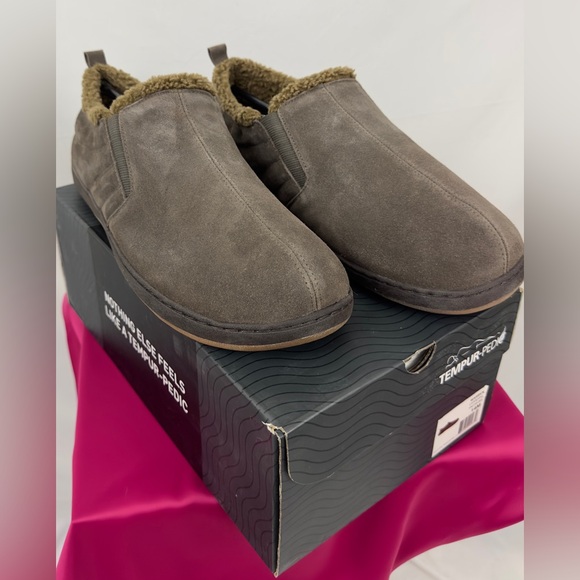 Men's Tempur-Pedic Warrick Charcoal Suede Outer/Faux Fur Lined Slipper 1… - Picture 5 of 10